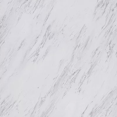 Close-up Carrara Marble: white marble with soft and irregular gray veins, featuring a polished surface.