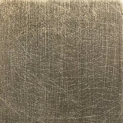 Close-up Champagne Leaf: champagne-toned metallic surface with an uneven texture and fine scratches throughout. Features a soft and diffused sheen, with slightly lighter areas where light hits.