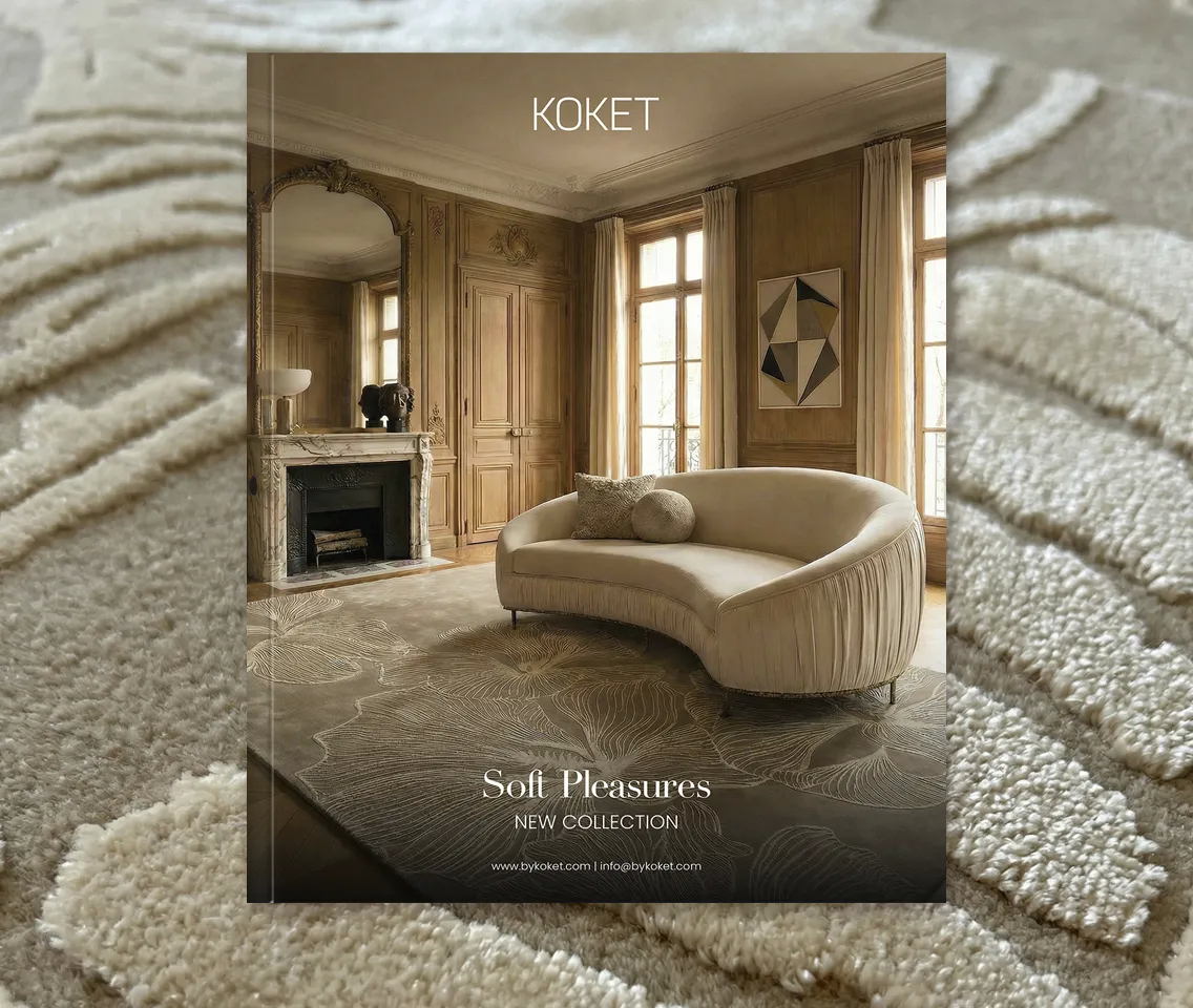 KOKET Soft Pleasures luxury rug collection catalog cover.