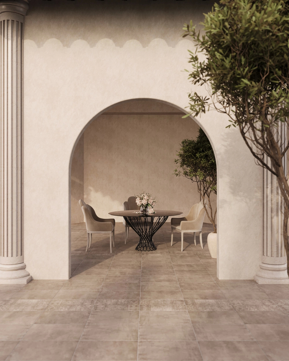 Gracefully poised on a sun-kissed terrace, the Allure dining table brings refined glamour to the outdoors. With its seductive curves and luxurious finish, this captivating piece sets the stage for stylish alfresco moments that linger long after the last toast.