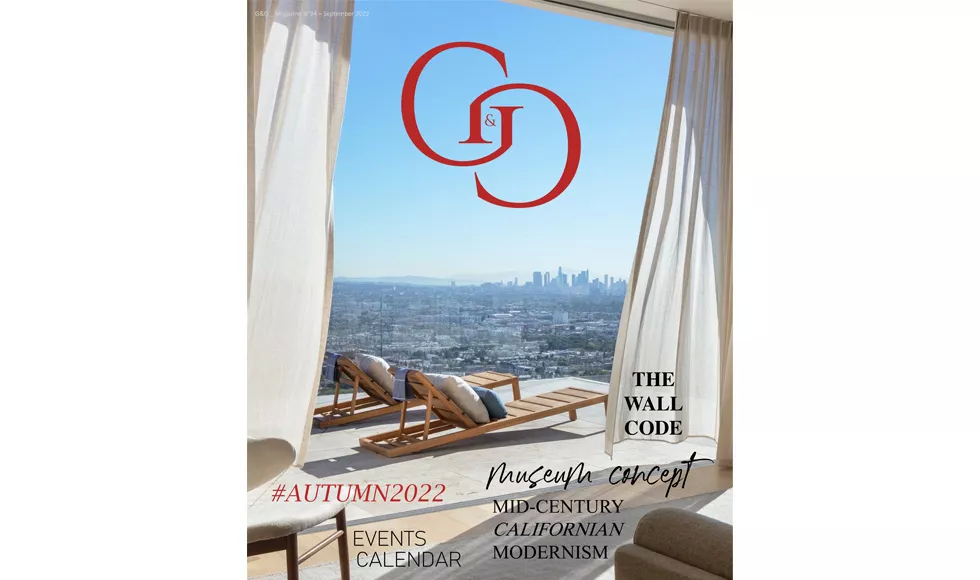 Press clipping of G&G magazine cover, featuring a penthouse view overlooking a city landscape.