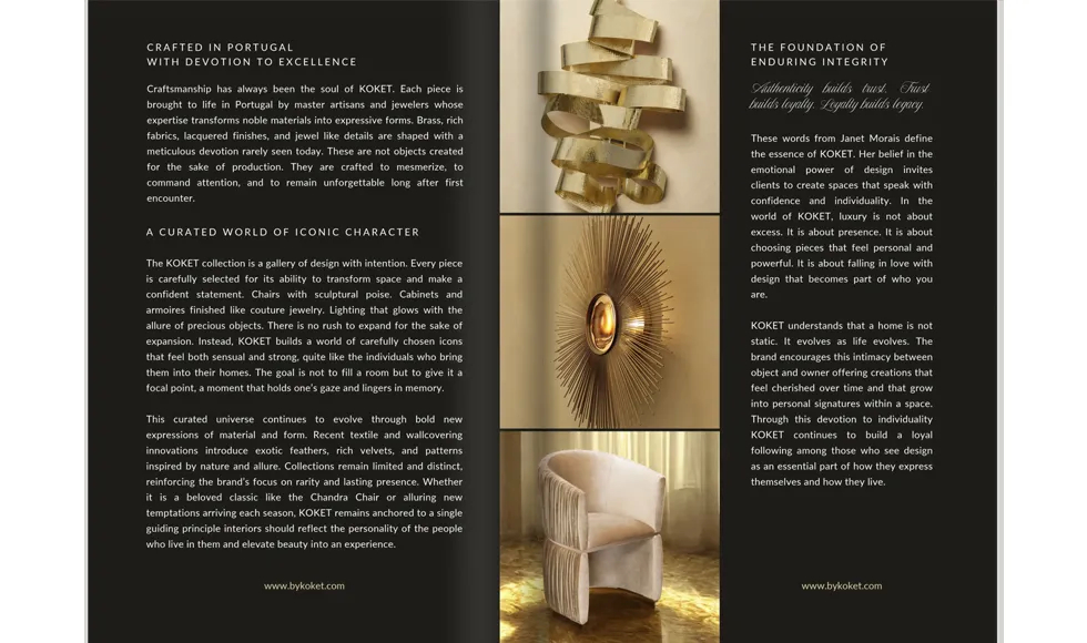 KOKET’s signature luxury design featuring bold brass craftsmanship and artistic detailing.