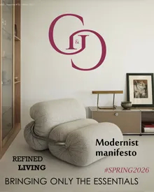 G&G Magazine Spring 2026 cover featuring a sculptural lounge chair in a refined contemporary interior setting.