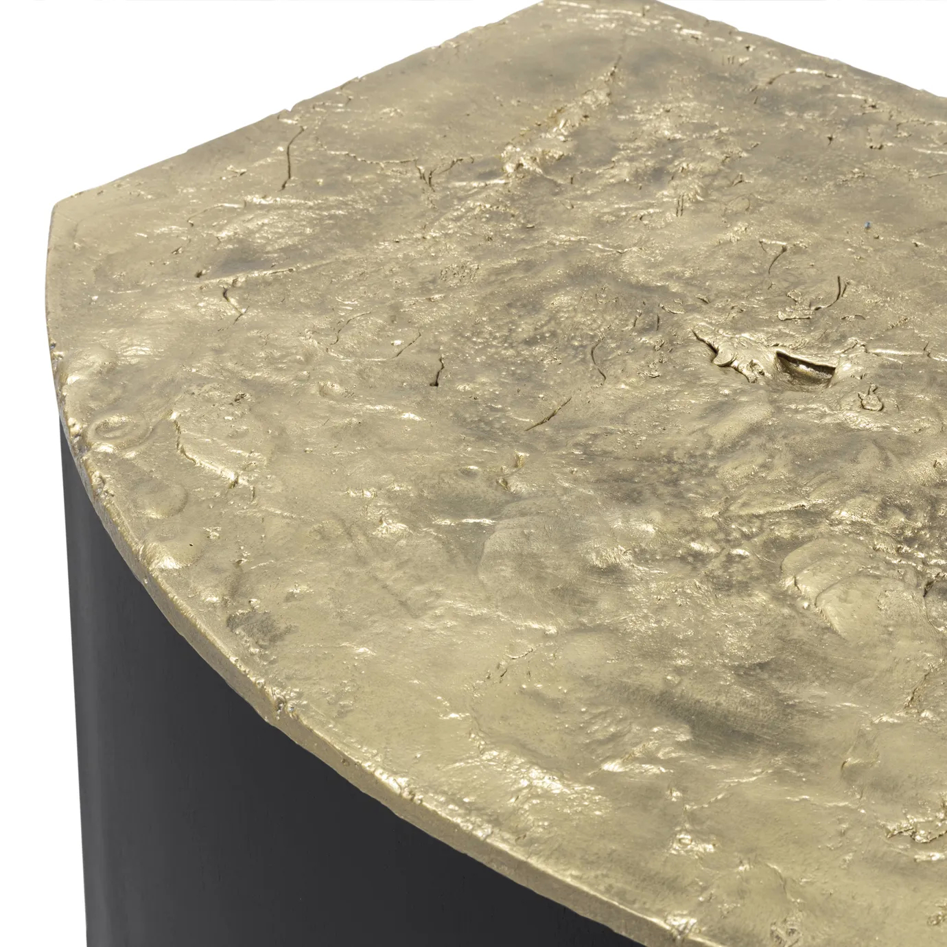 Detail of the Empress Console’s cast brass top, featuring an organic texture with a semi-gloss finish.