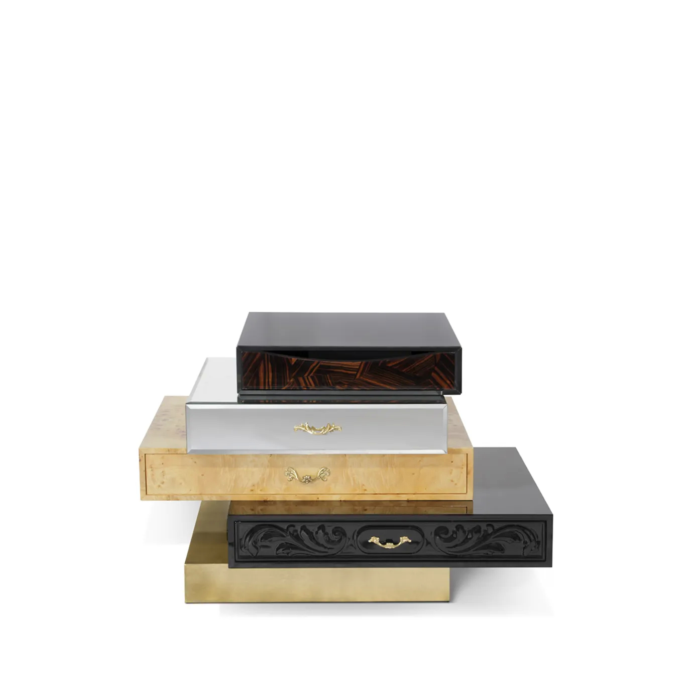 Modern dark wood nightstand with clean lines and minimalist design, featuring subtle geometric detailing on drawer front