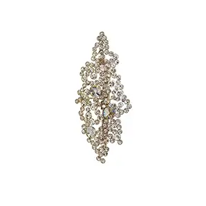 Elegant Eternity Clear Glass Sconce with a vertical sculptural design adorned with numerous clear crystals of varying sizes on a golden frame.