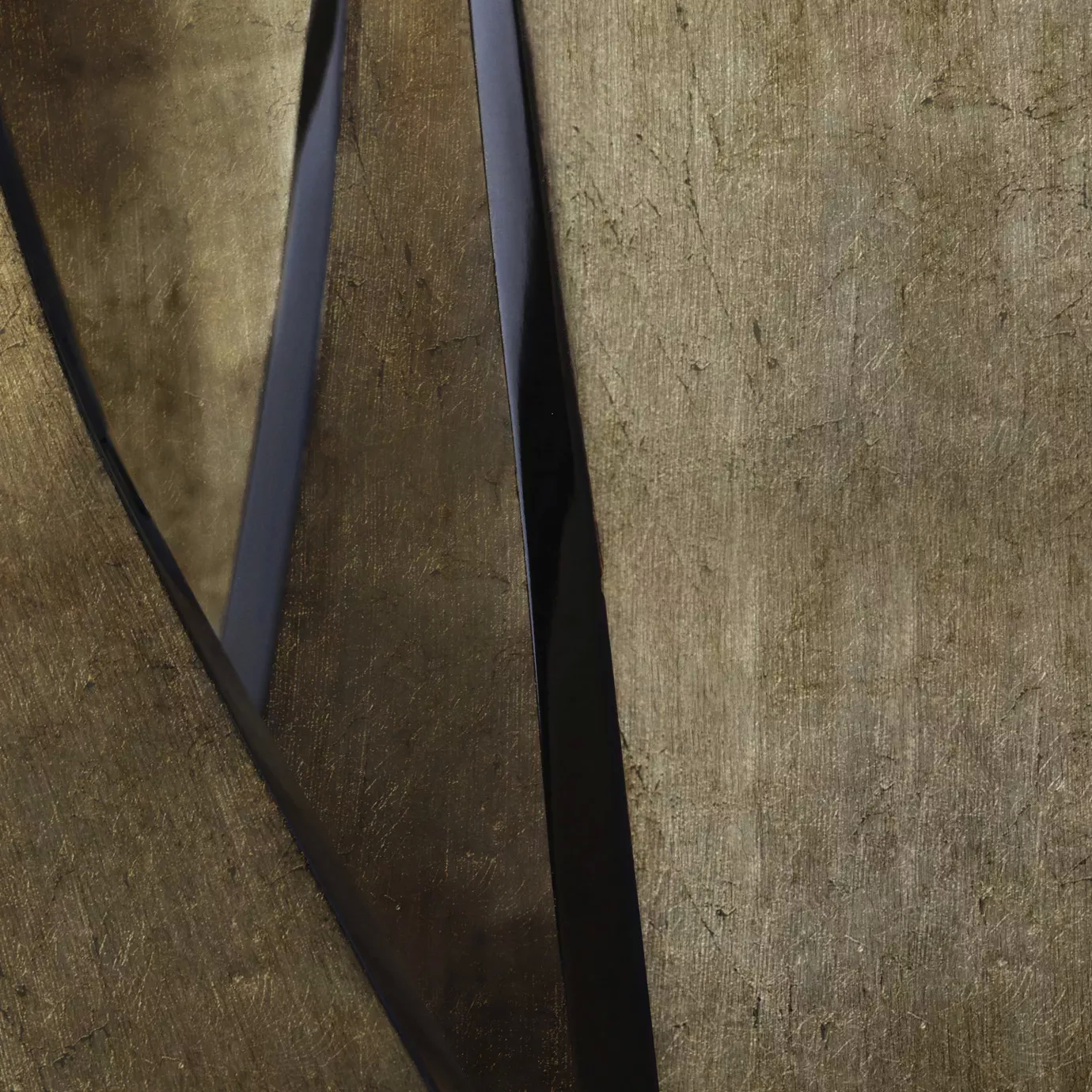 Close-up of the Ribbon Broken Silver Leaf Dining Table's base, showing the texture of the silver leaf ribbons and the dark inner structure.