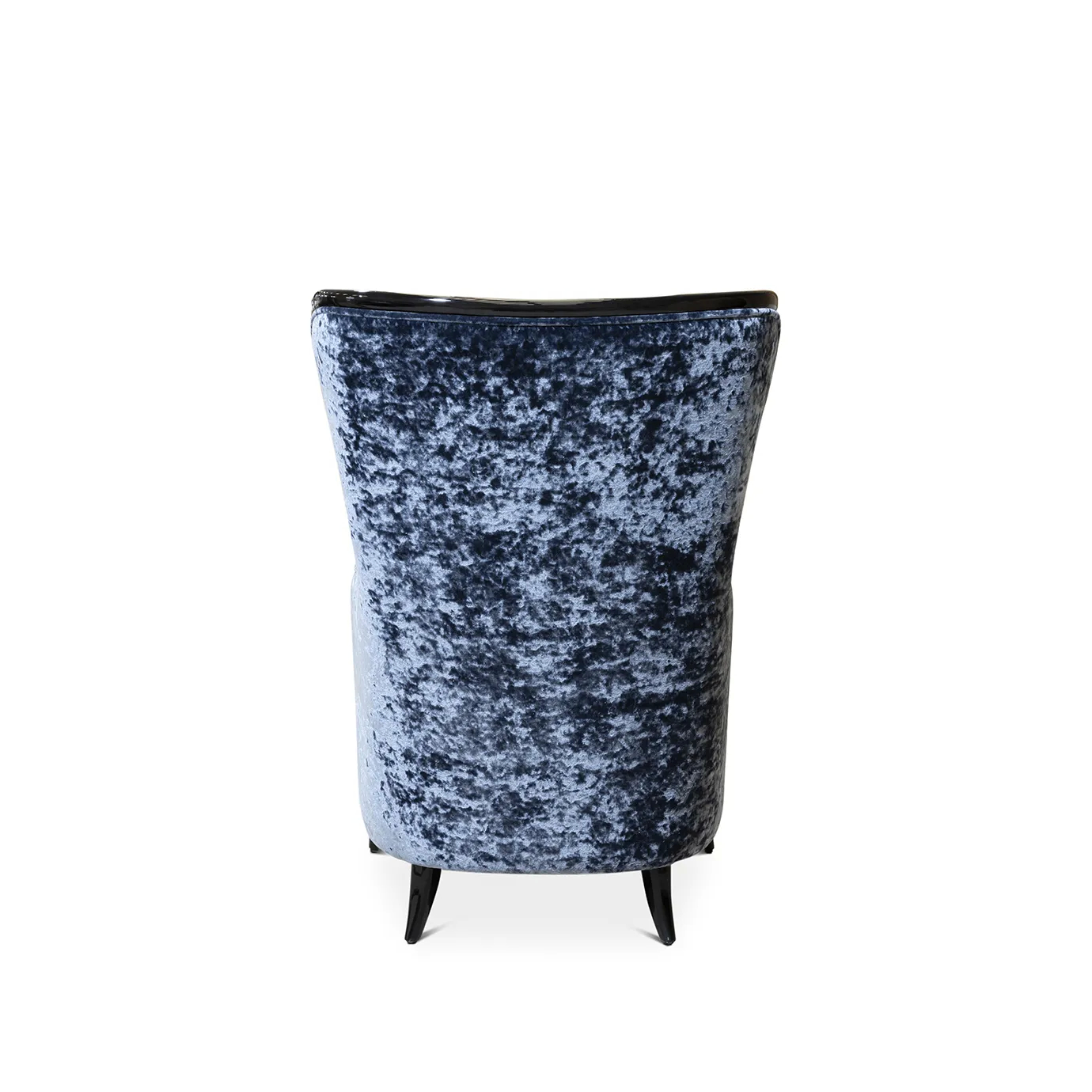 Back view of the Nudesse Chair featuring its high, slightly curved back and elegant dark wood frame.