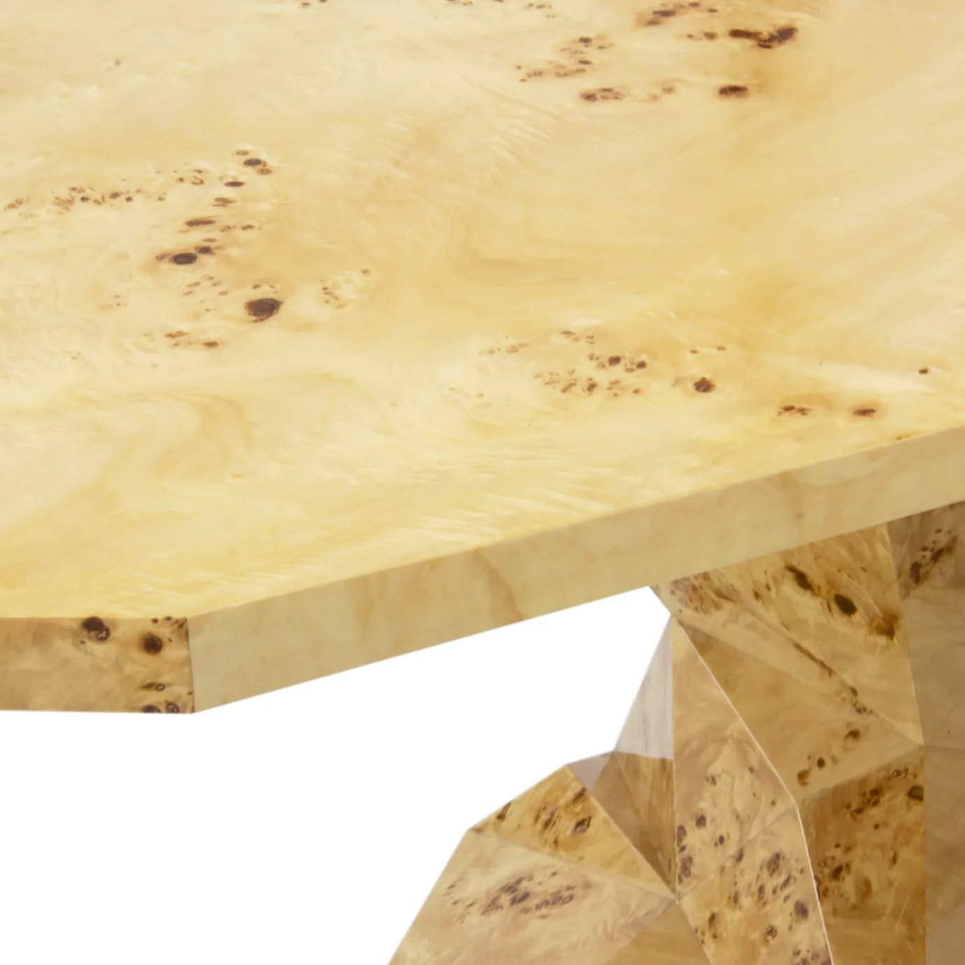 "Close-up of Bonsai Poplar Root Dining Table, showcasing its natural stone top with intricate grain patterns.