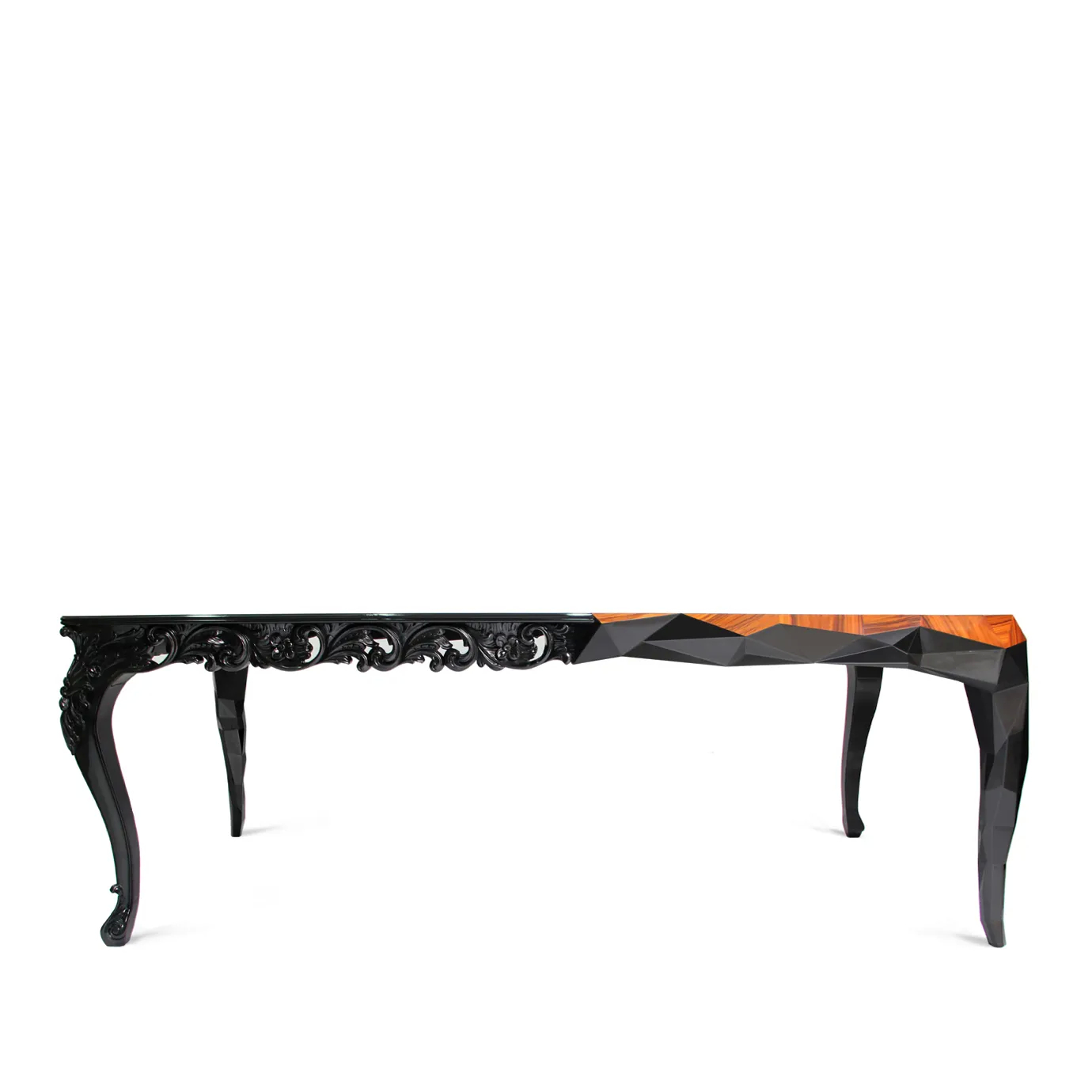Luxurious Royal Dining Table with a unique geometric design, showcased on a high-end website.