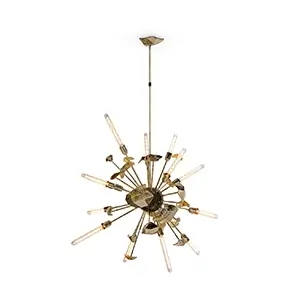 Modern Supernova chandelier with a dynamic, starburst design, featuring sleek metal rays and a polished finish for a bold, contemporary lighting statement
