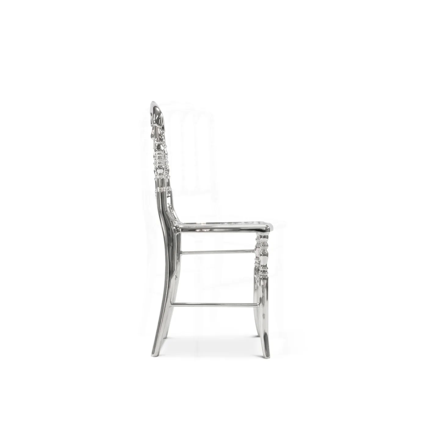 Stylish chair with a sleek, contemporary design, featuring a curved backrest and plush upholstery.