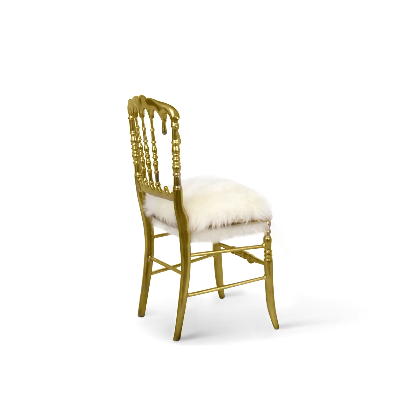 Stylish fur chair with a luxurious plush seat, sleek frame, and elegant, contemporary design.