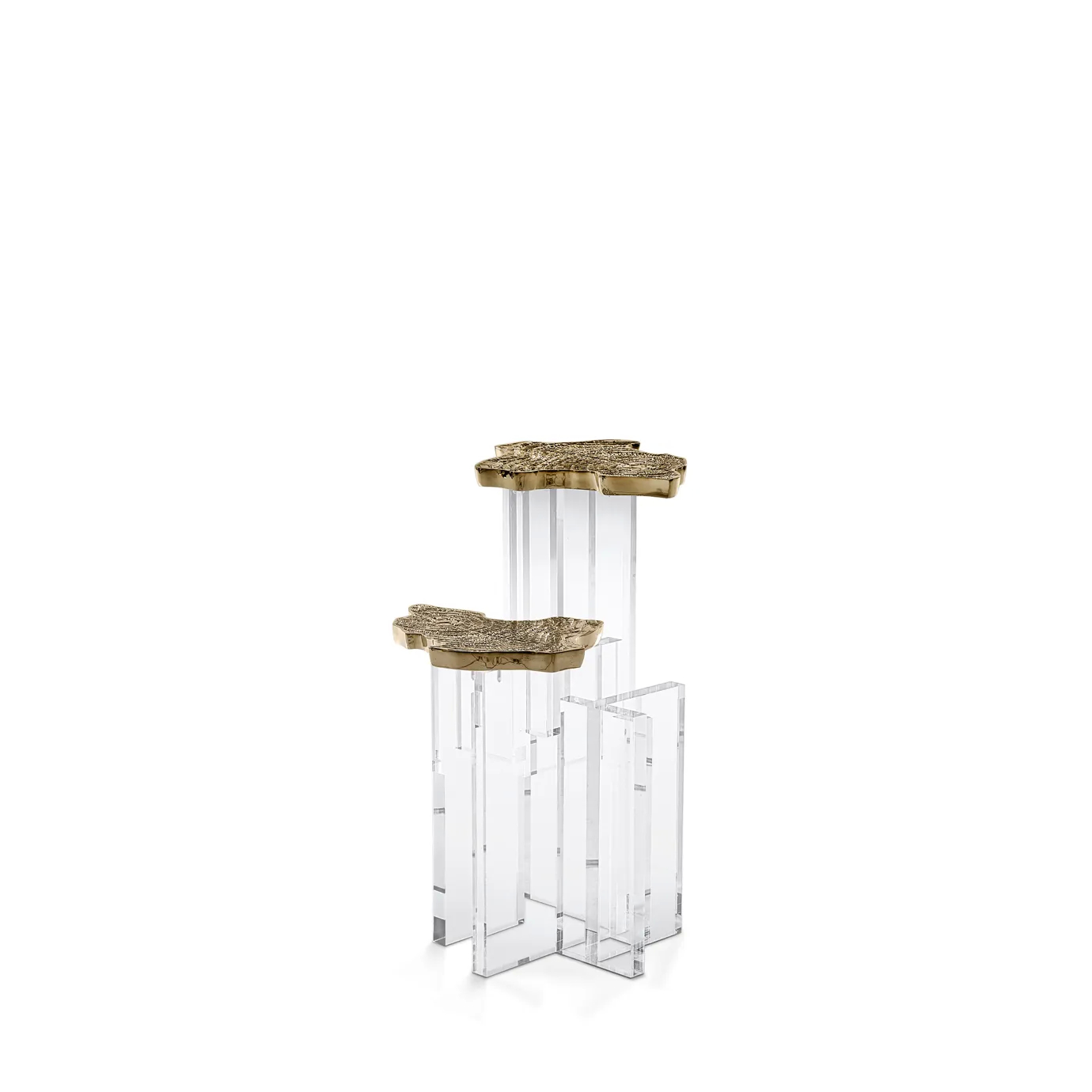 Top-down view of the smooth marble surface with a glimpse of the detailed gold base beneath.