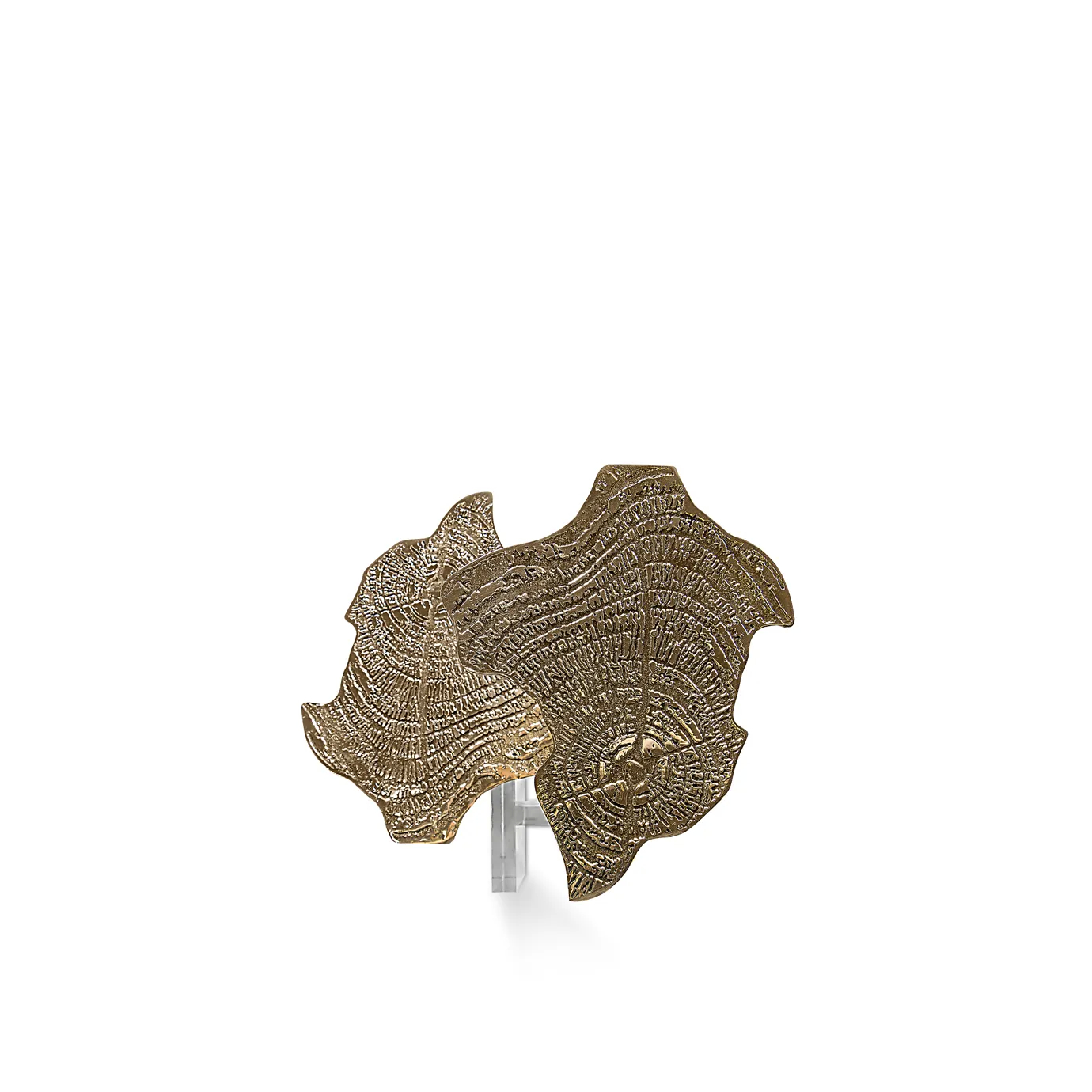 Side view showcasing the polished marble top and the elegant gold base with organic details.