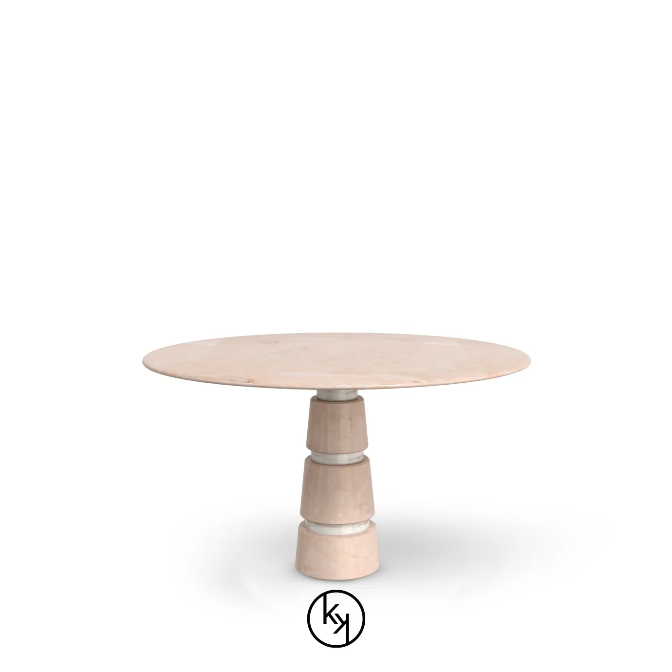 Elegant Avalanche Estremoz Marble Dining Table with geometric base.