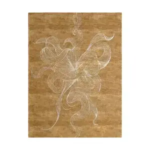 Full view of KOKET Serpenti rug in a golden-brown palette with silver snake motifs. Bold provocative luxury carpet with exotic serpent design for high-end interior projects.