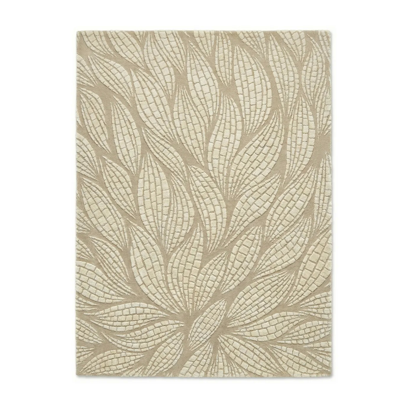 KOKET Terra Sand rug featuring a sculptural organic pattern in soft beige and ivory tones, handcrafted for luxury interior design.