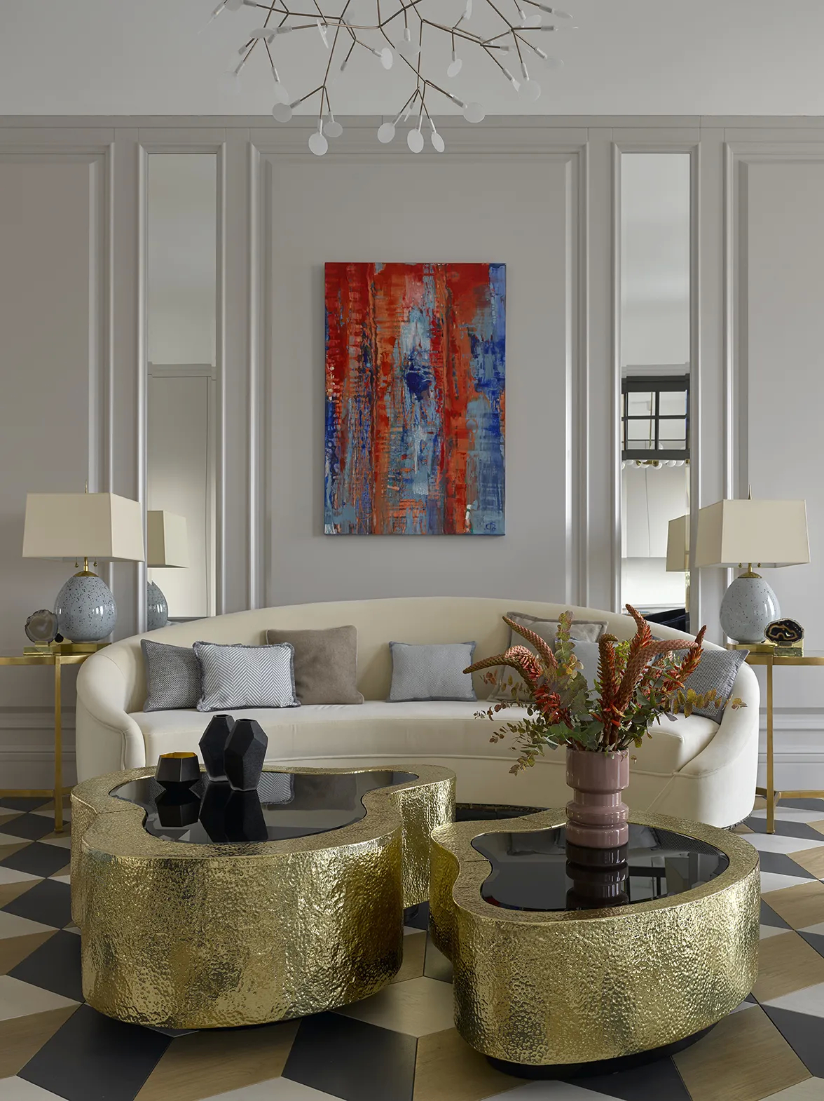 A stylish and comfortable living room, designed by Koket for their Apartments for Young Family project.