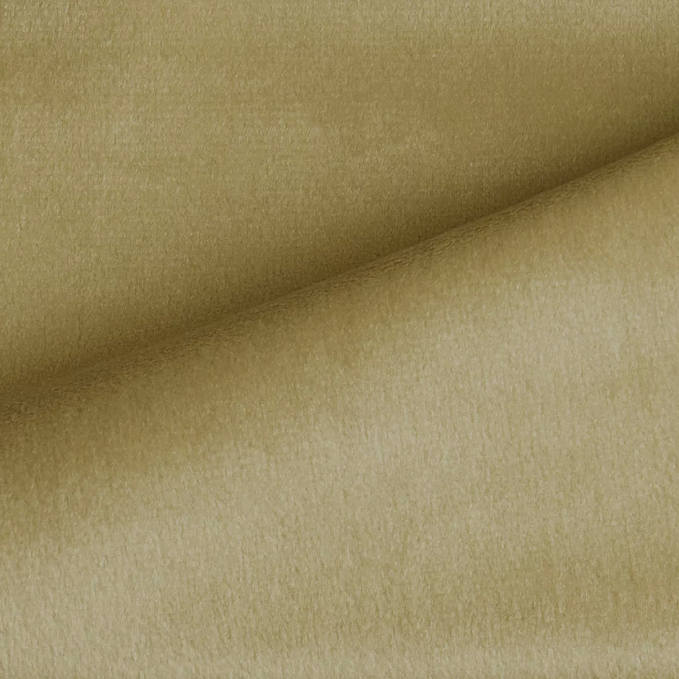 Elegant close-up of a Radiance Velvet Desert Sand fabric swatch in a soft and luminous desert sand tone, showcasing its velvety texture and the delicate folds that highlight its natural and welcoming elegance.