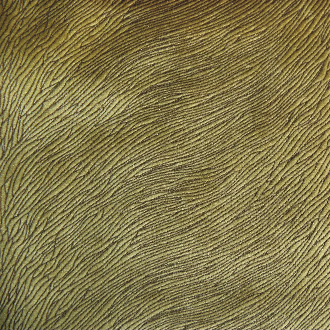 Close-up of Hide Velvet 030 fabric displaying a textured pattern in a gold or olive green hue.