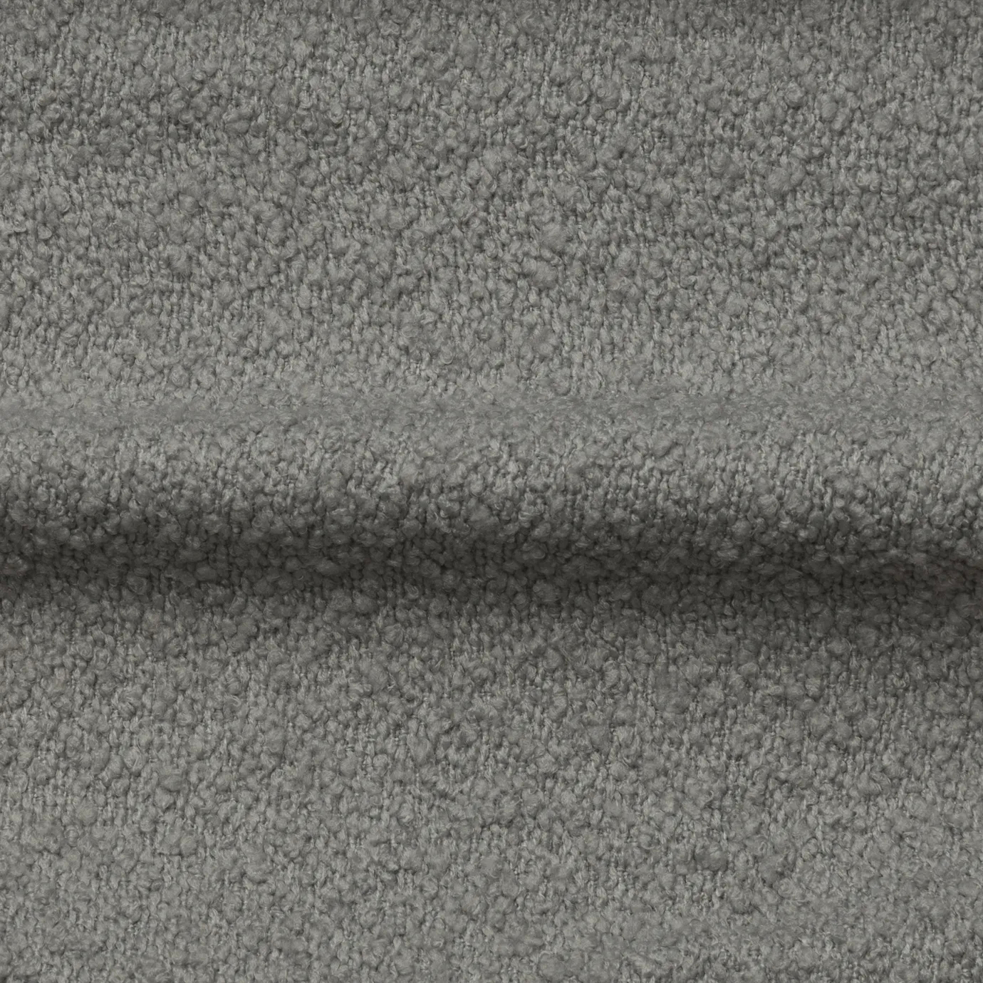Soft Smoke Gray Iconic Boucle fabric with a textured, looped surface in a cool, muted gray tone.