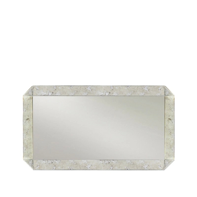 Vintage mirror, art deco style, whose frame combines strong geometric lines and mirrored panels.