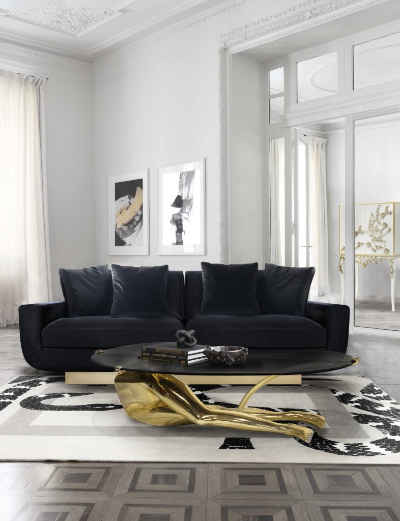 coffee table, living room, living room design, gold, statement, luxury