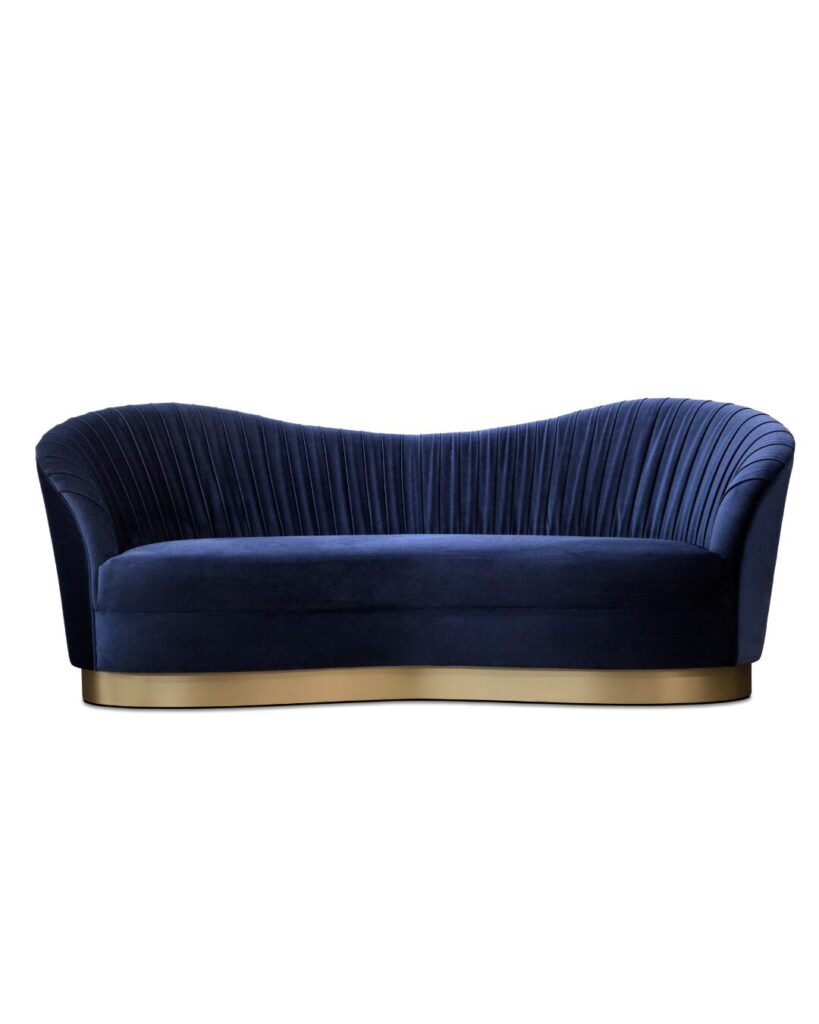 Luxury hospitality furniture – Kelly Sofa by KOKET with metal base and elegant upholstery