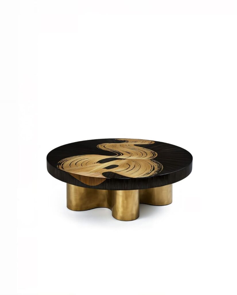 bliss coffee cocktail table koket luxury home decor - straw marquetry - savoire faire in furniture - contemporary design
