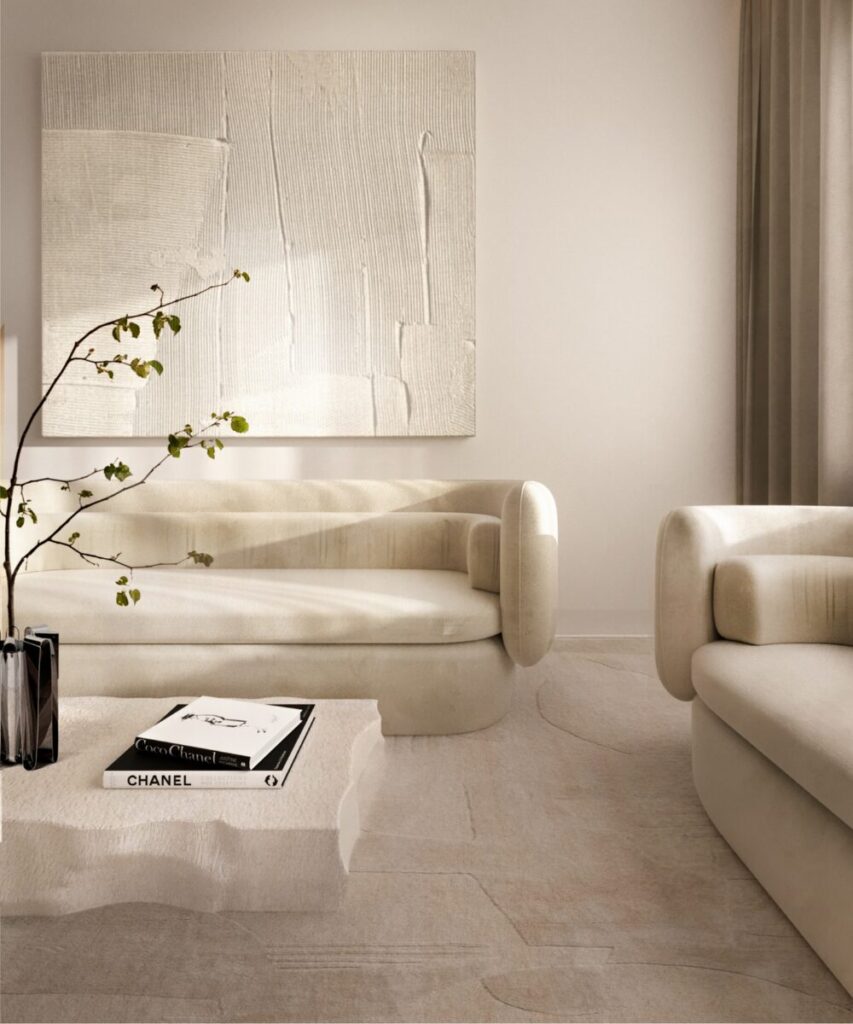 Elegant neutral living room with Deb Sofa, showcasing a timeless and calming color palette.