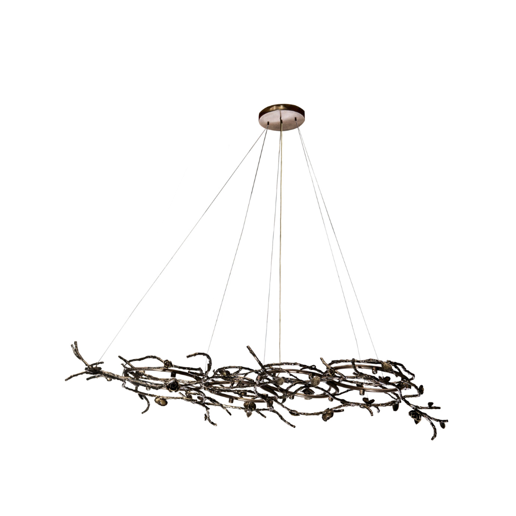 Rose Chandelier Oval Handcrafted Luxury Lighting Nature Inspired Made In Portugal