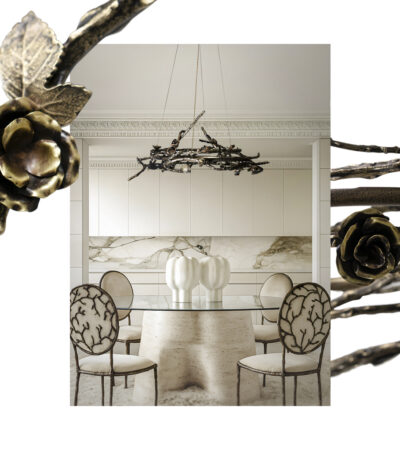koket rose chandelier brass luxury lighting handmade in Portugal jewelry for the home