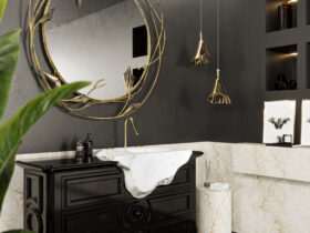 Stella Mirror by KOKET – floral luxury bathroom mirror with crystal accents for elegant interiors