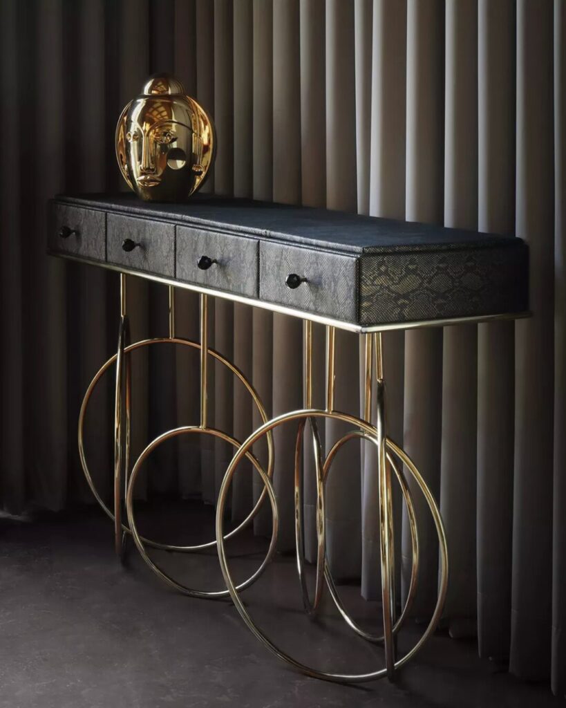 Burlesque designer entryway table by KOKET inspired by French cabaret