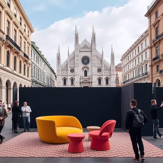 Modern Design installation near Duomo di MIlano during Milan Design Week
