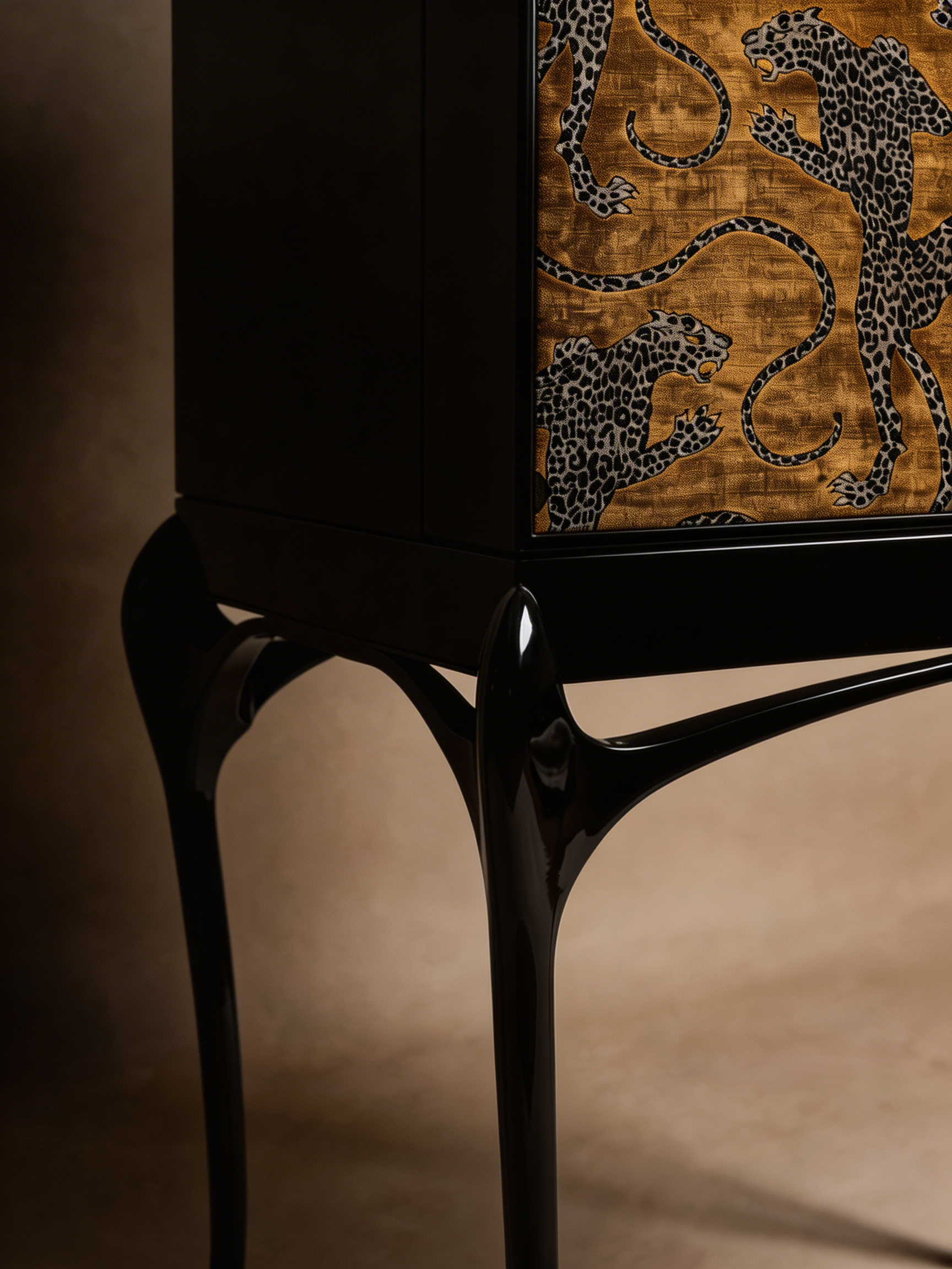 Discover Her Temptation by KOKET, a sculptural furniture concept exploring feminine expression, customization and bold design for contemporary interiors.with its exotic textile doors and sexy curved lacquered legs, the Temptation Bar Cabinet