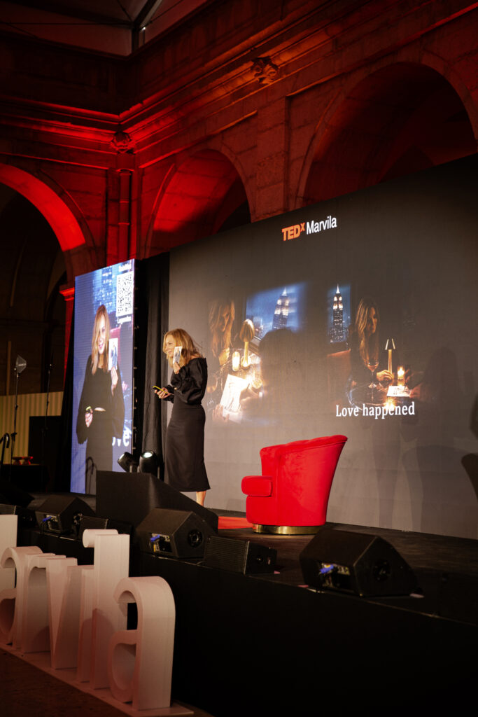 KOKET's Besame Chair in red on the TEDx Stage