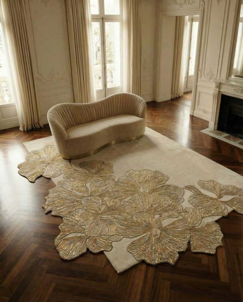Hibiscus Floral Cut Out Area Rug by KOKET