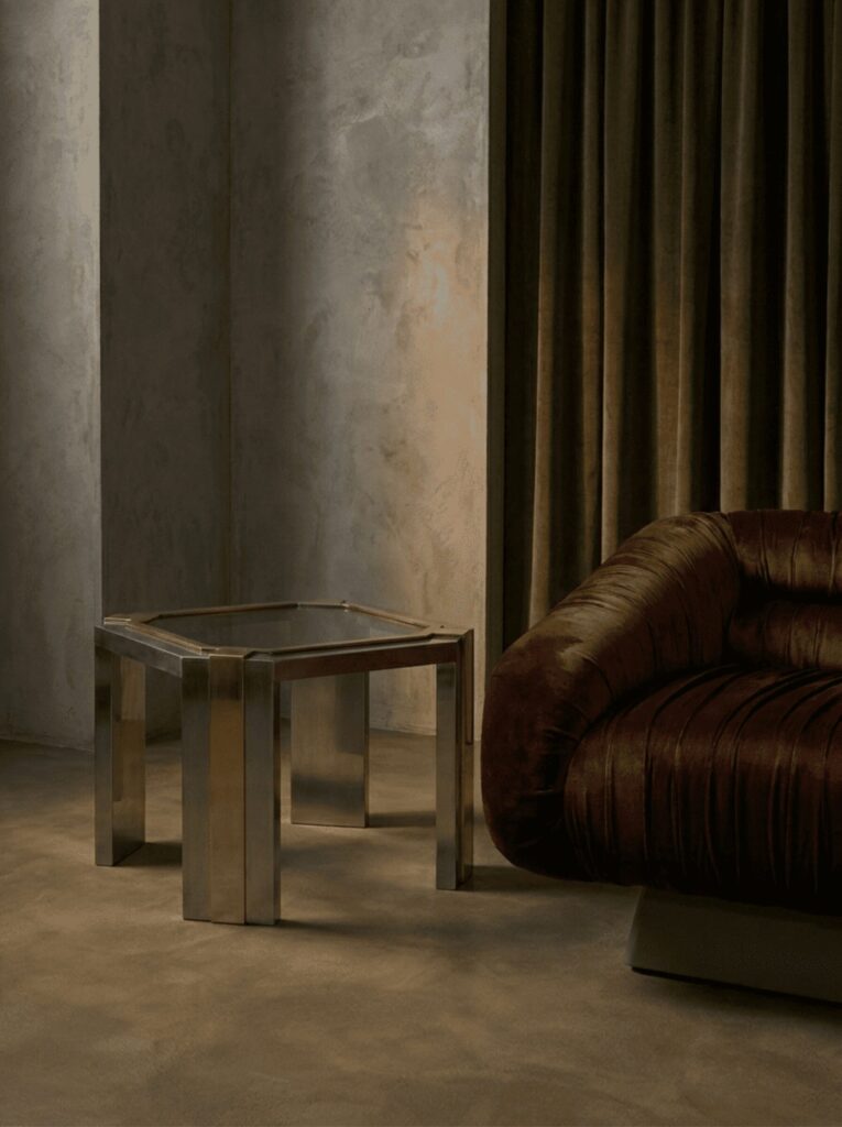 minx metal and glass side table art deco style
