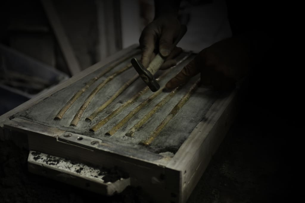 koket metalwork being hand made using sandcasting technique in portugal
