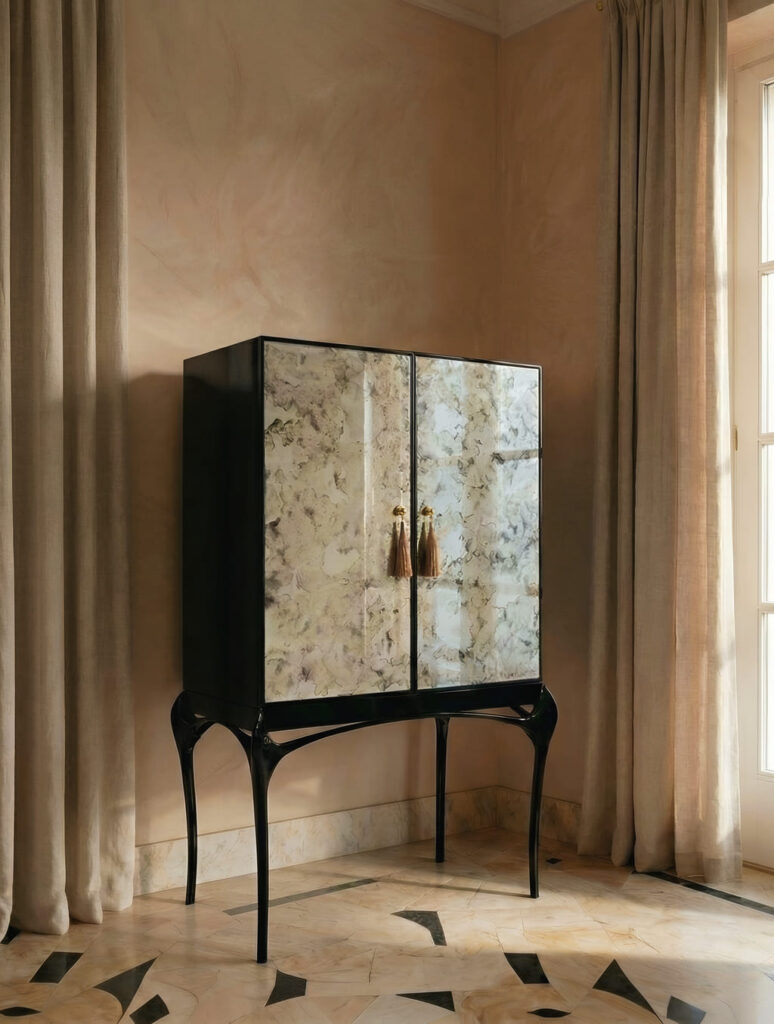 antique mirror bar cabinet by koket