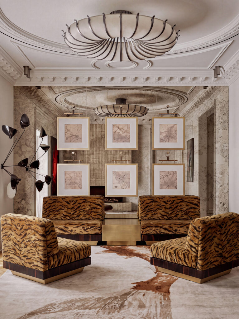 Eileen Lounge Chairs in Tiger bring instant interest to this living room.