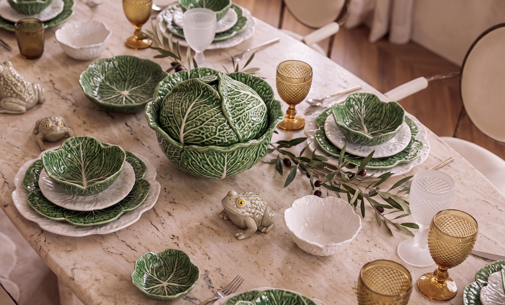 cabbage dinnerware handmade porcelain vista alegre paris dining table koket