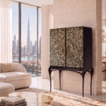 interior design dubai - temptation foile feather bar cabinet